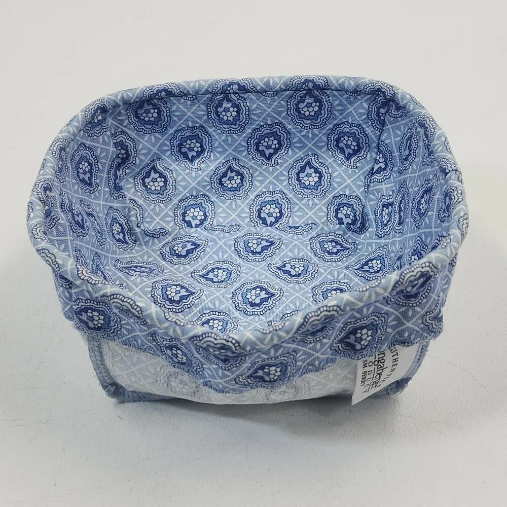 Longaberger Provincial Paisley Tall Tissue Basket + Small Bin Liners Handle Wrap